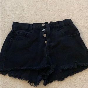 High waisted button up jean shorts